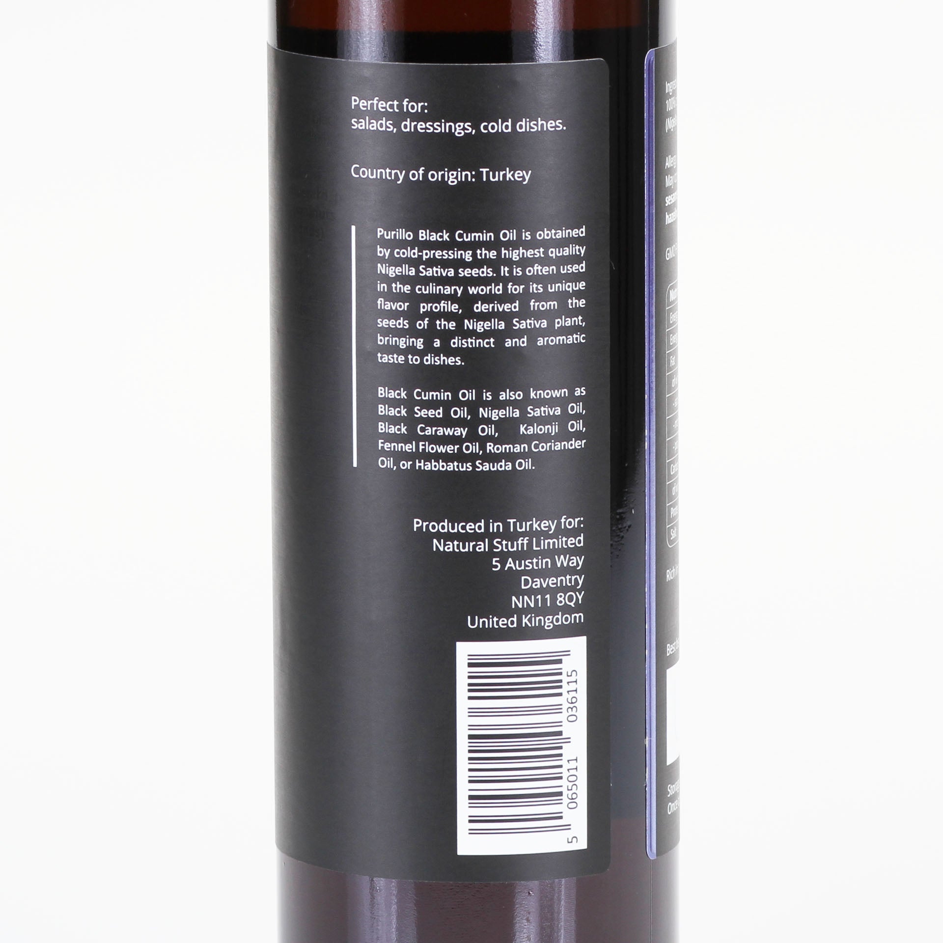 Black Cumin oil - Black Seed oil (Nigella Sativa) - cold pressed - unrefined - Premium - Purillo