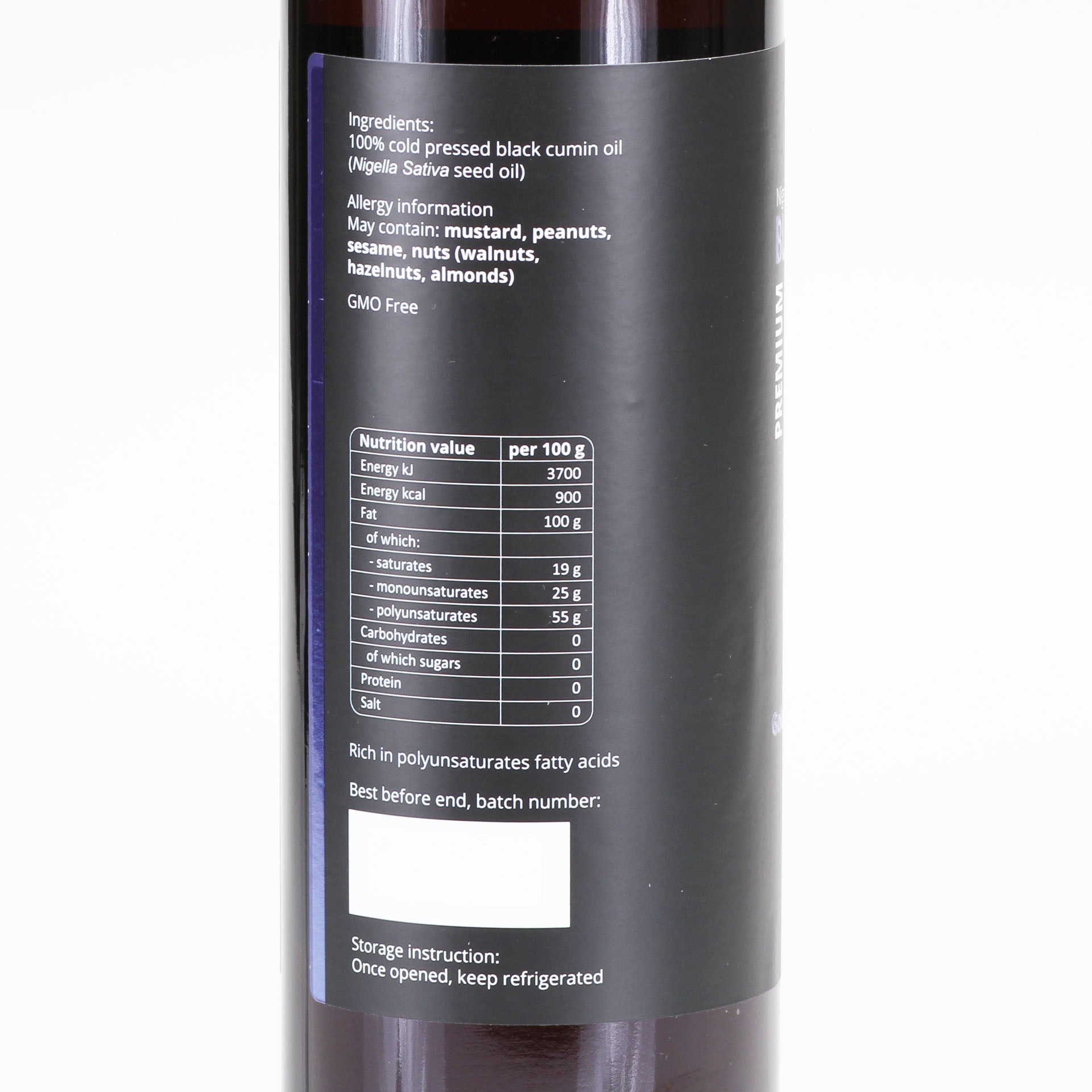 Black Cumin oil - Black Seed oil (Nigella Sativa) - cold pressed - unrefined - Premium - Purillo