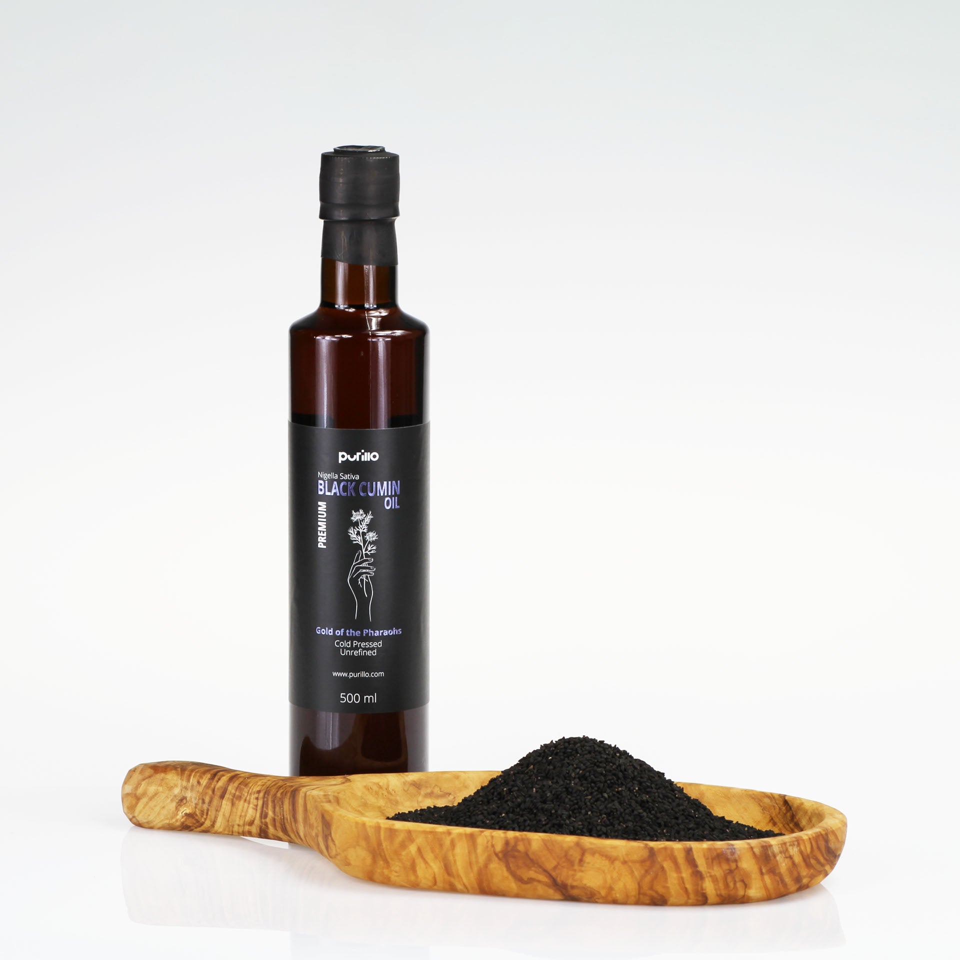 Black Cumin oil - Black Seed oil (Nigella Sativa) - cold pressed - unrefined - Premium - Purillo