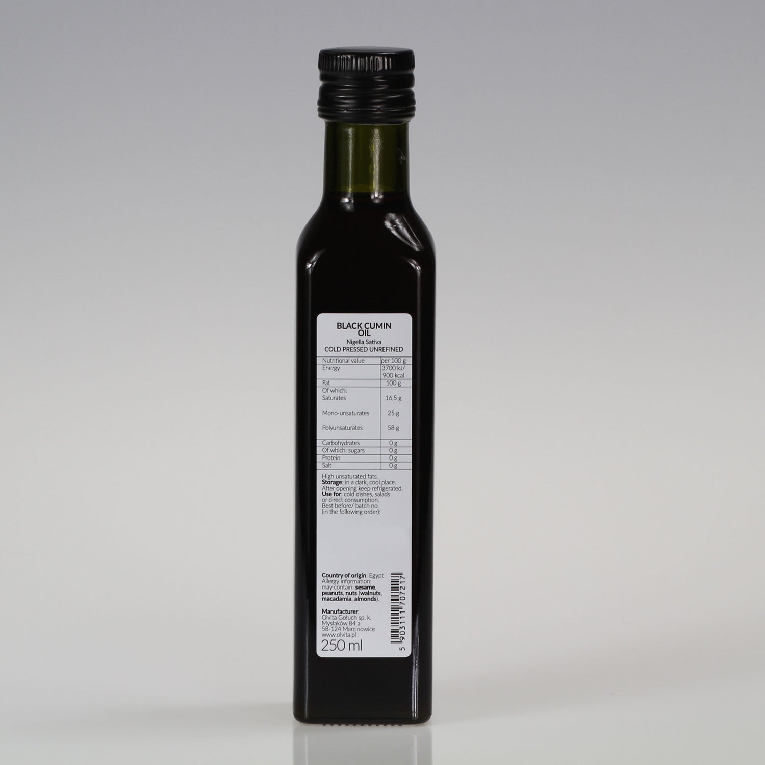 Black cumin / black seed oil (Nigella sativa), cold-pressed Ol’Vita