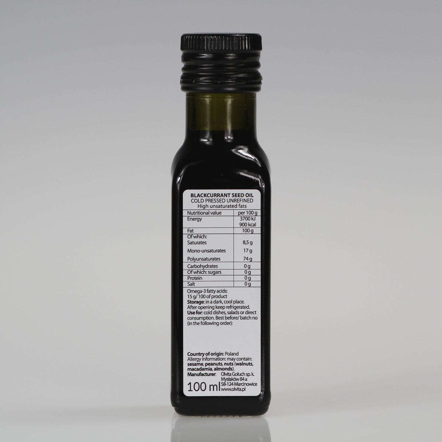Blackcurrant seed oil, cold-pressed and crude Ol&