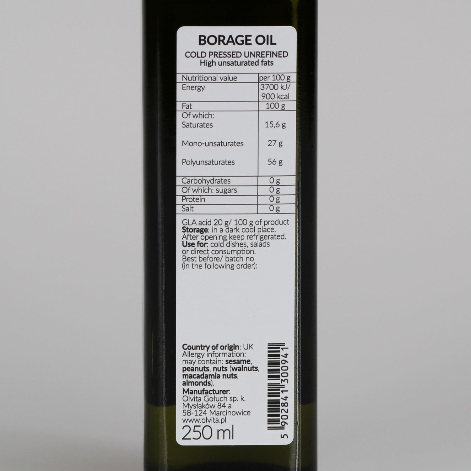 Borage seed oil - Unrefined, Cold Pressed, Ol&