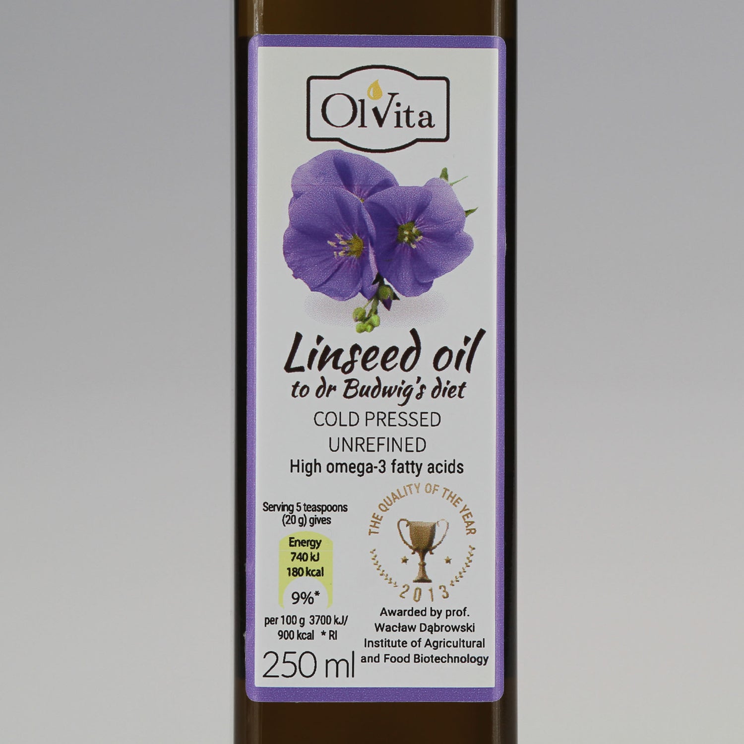 Linseed / Flaxseed oil for Dr Budwig diet, cold-pressed and crude Ol’Vita