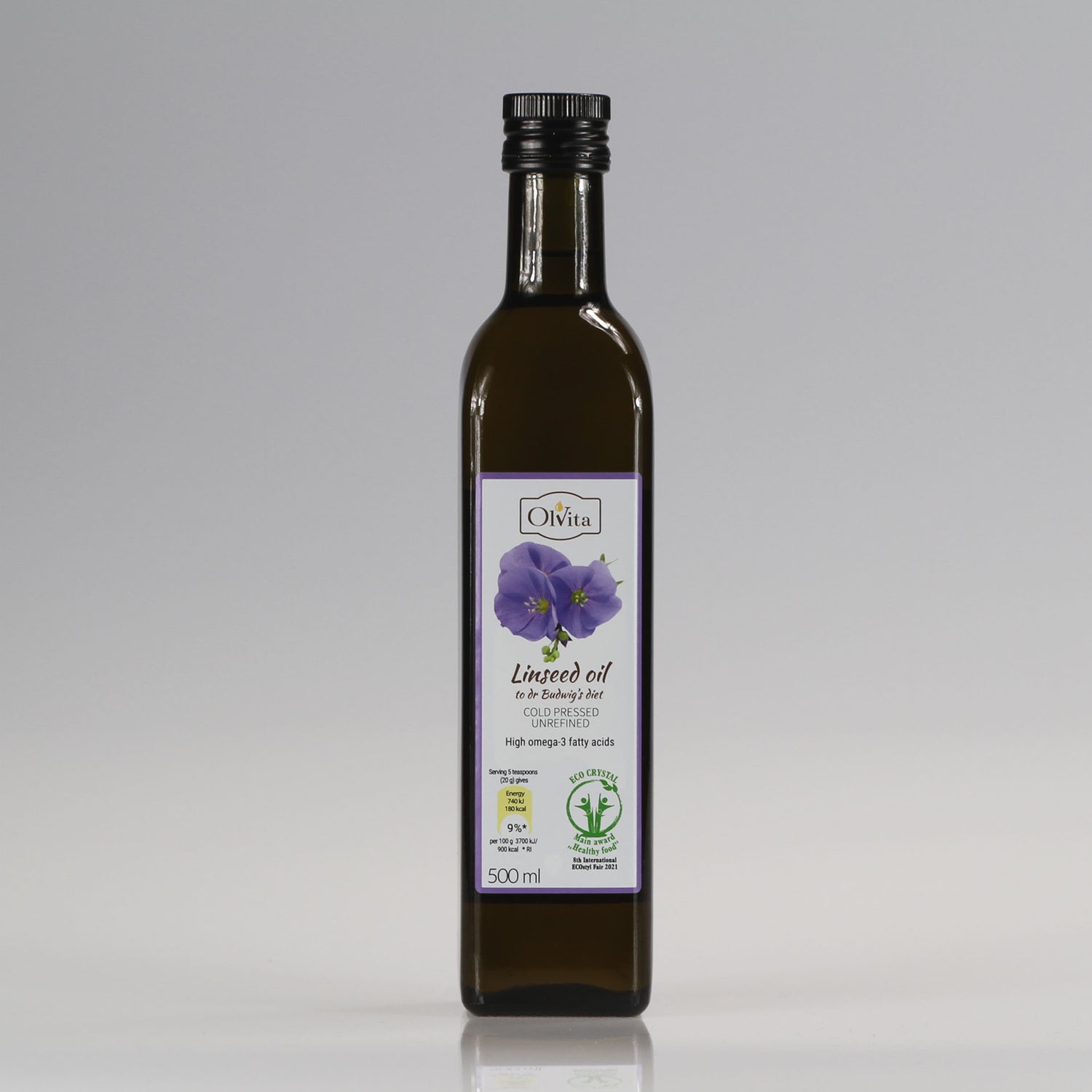 Linseed / Flaxseed oil for Dr Budwig diet, cold-pressed and crude Ol’Vita