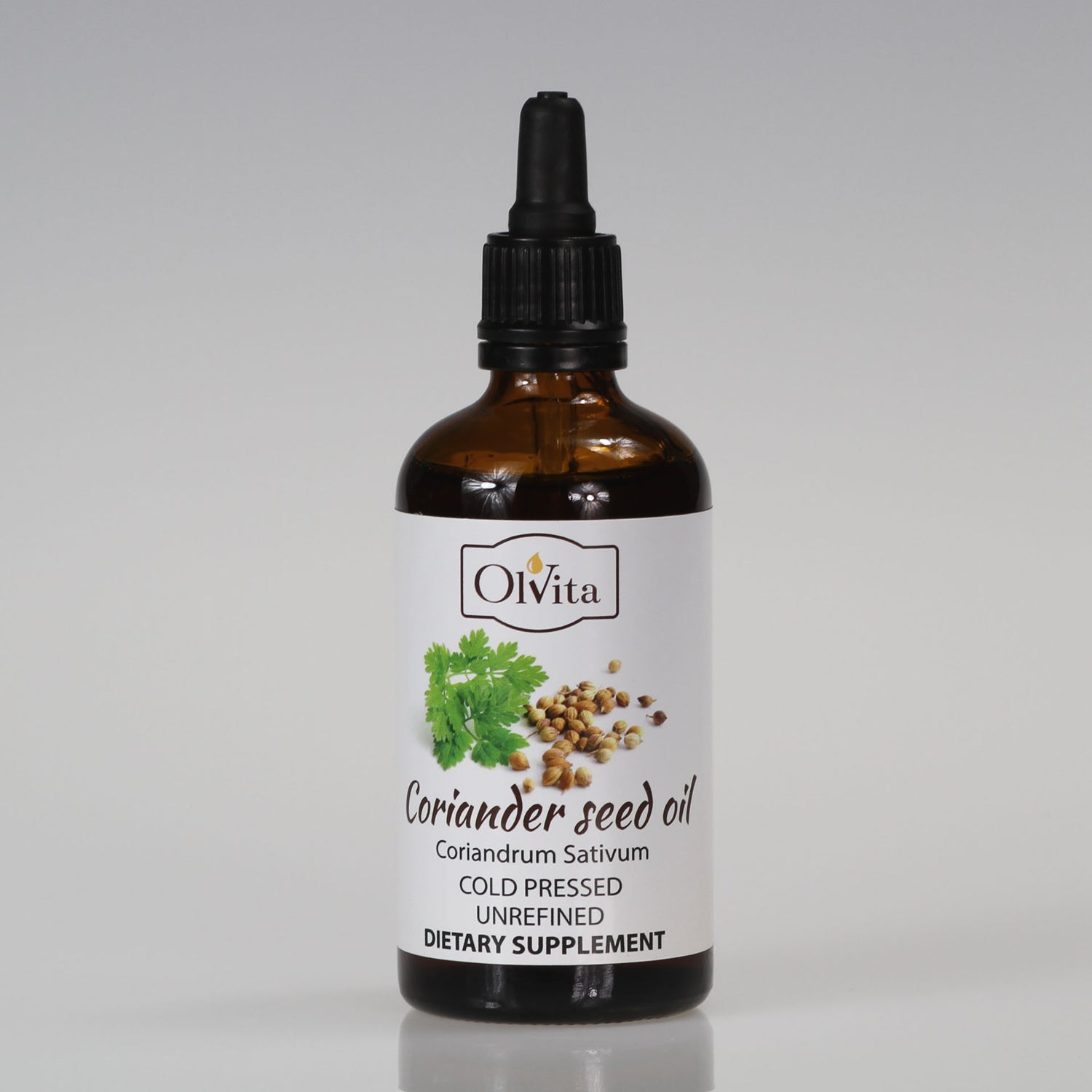 Coriander seed oil, cold-pressed and crude, dietary suplement - Ol’Vita