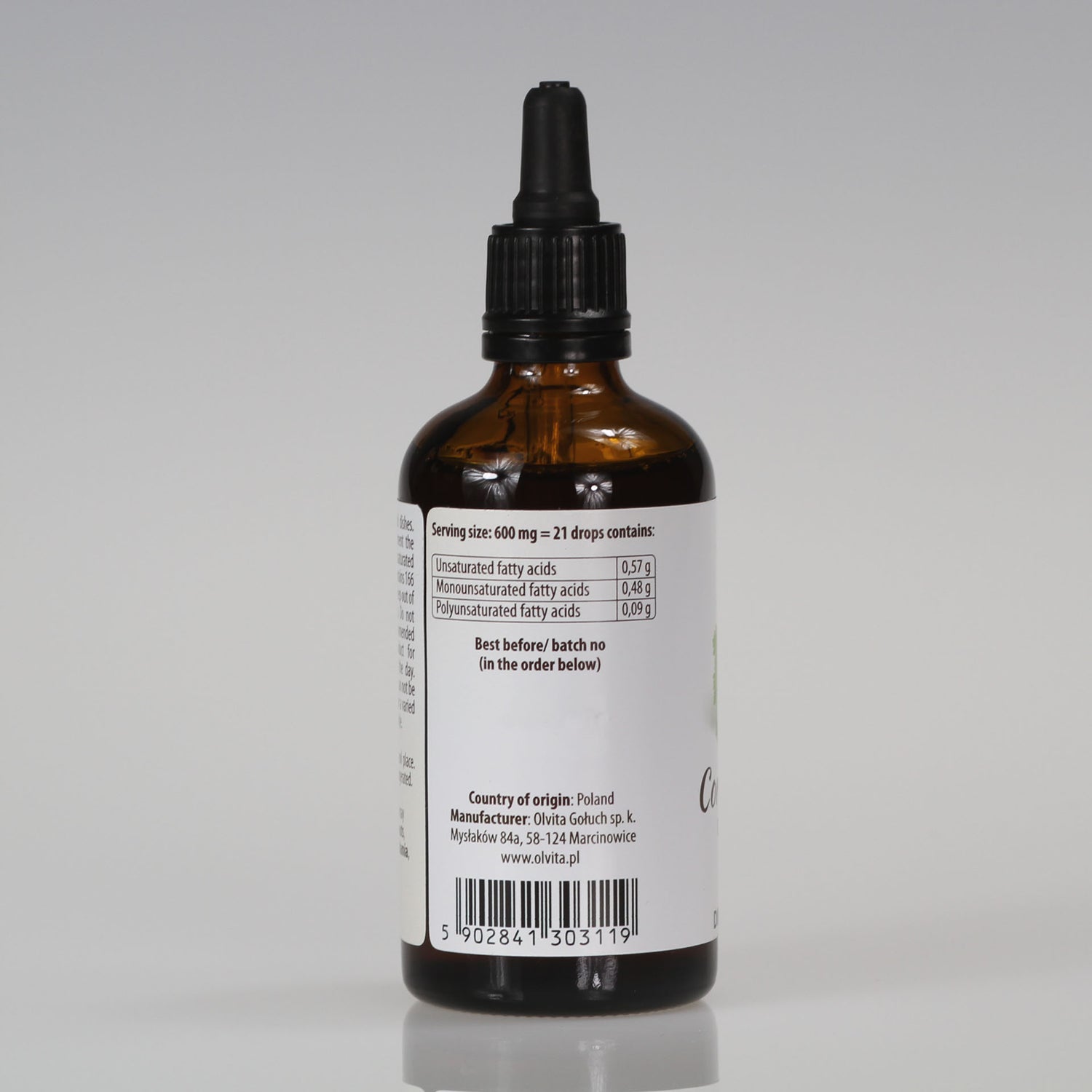 Coriander seed oil, cold-pressed and crude, dietary suplement - Ol’Vita