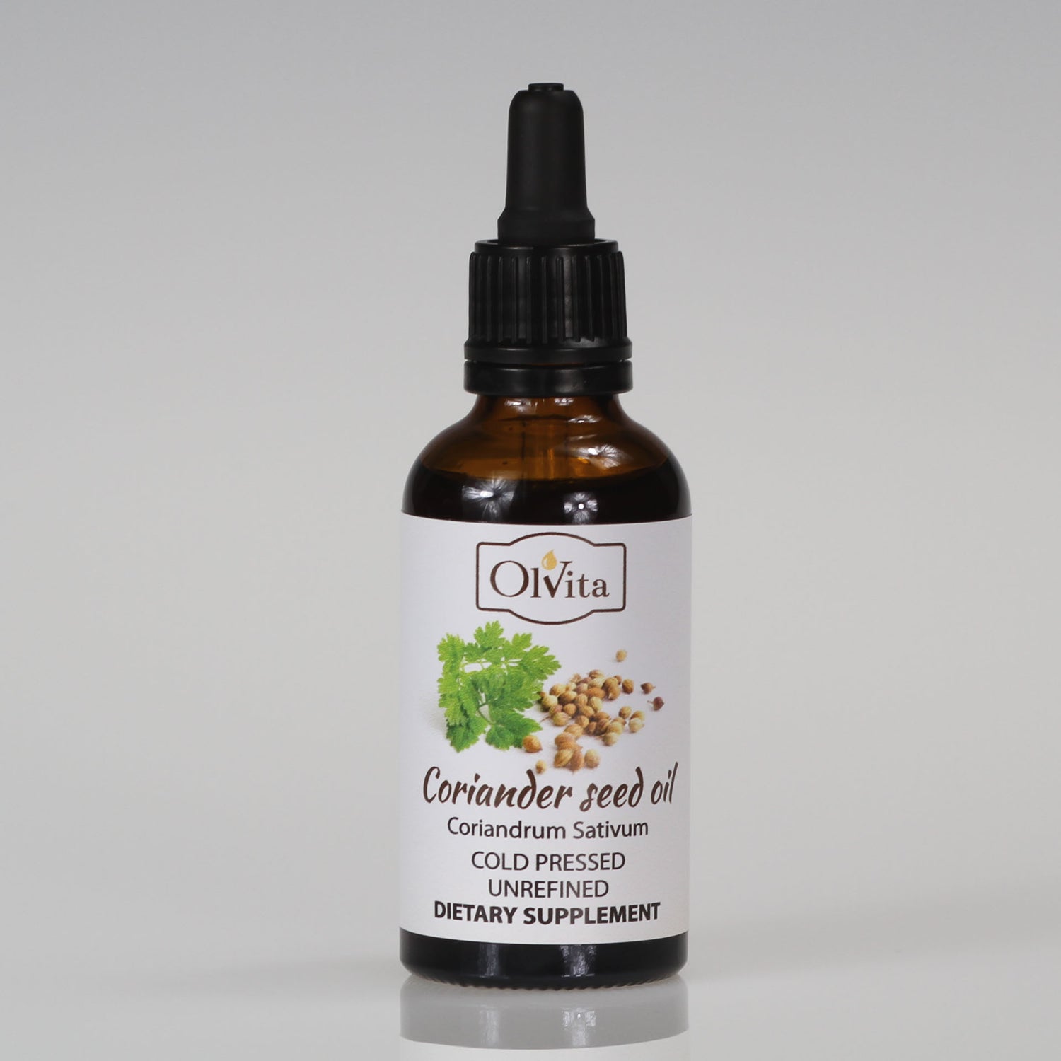 Coriander seed oil, cold-pressed and crude, dietary suplement - Ol’Vita