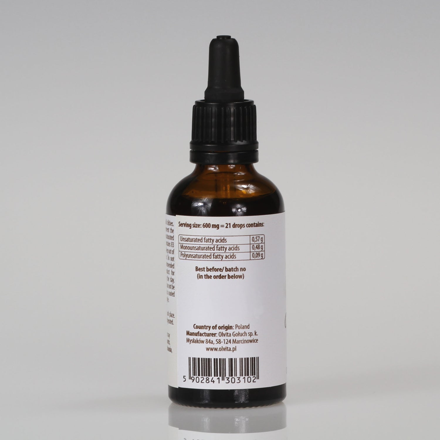 Coriander seed oil, cold-pressed and crude, dietary suplement - Ol’Vita