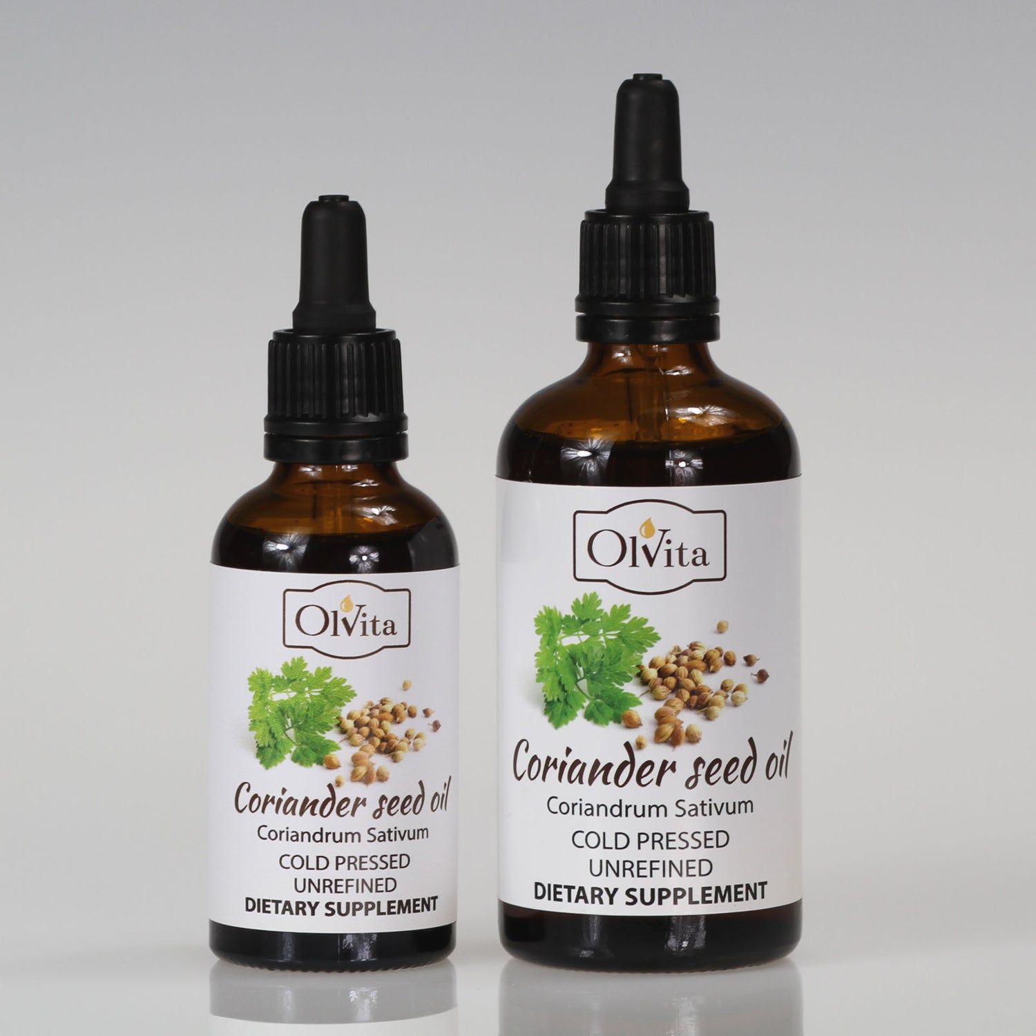 Coriander seed oil, cold-pressed and crude, dietary suplement - Ol’Vita