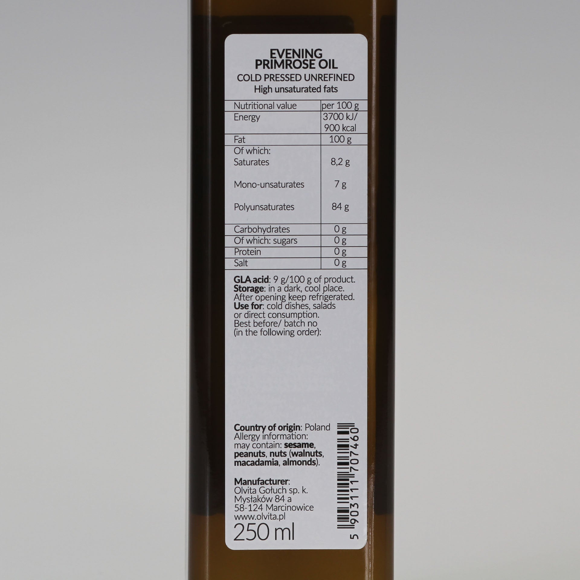 Evening Primrose Oil - cold pressed, unrefined Ol&