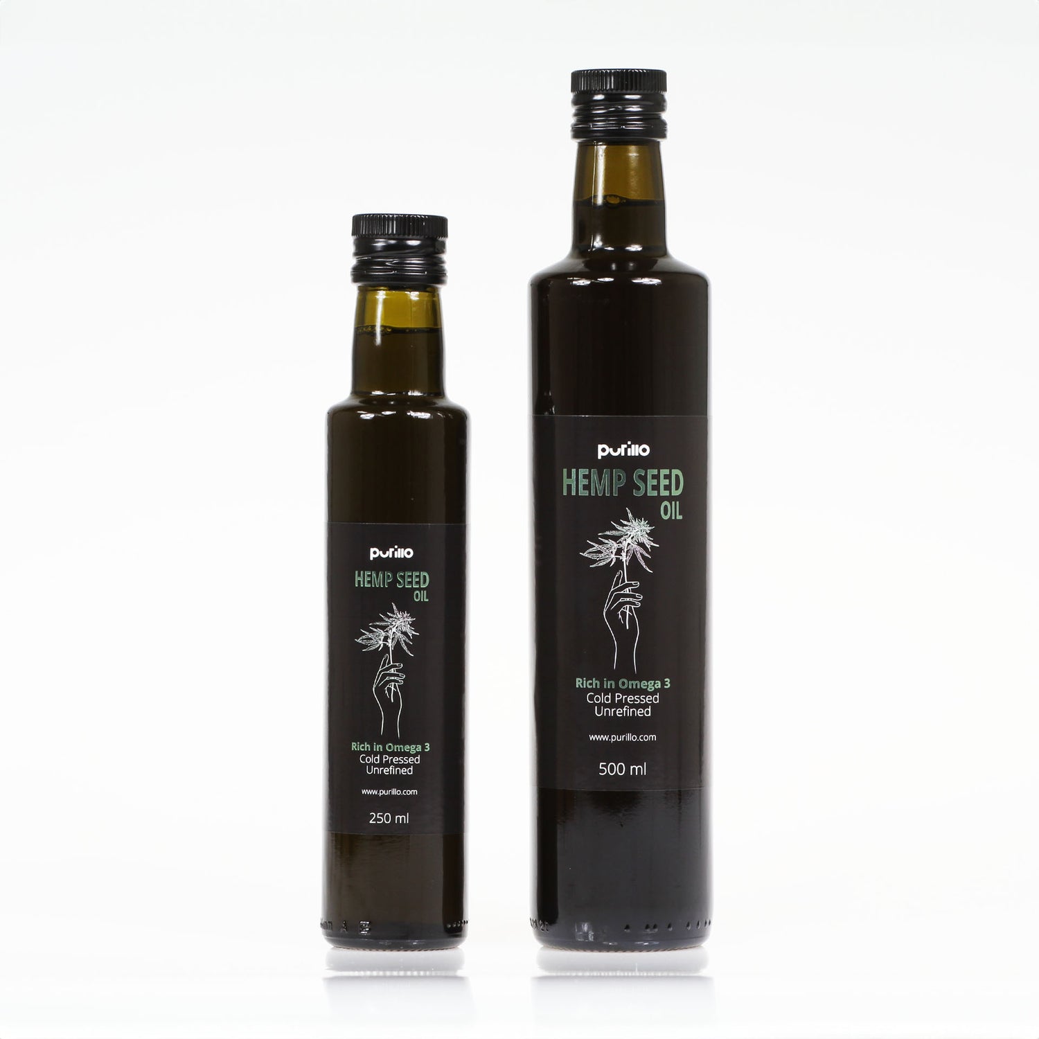 Hemp seed oil, cold-pressed, unrefined - Purillo