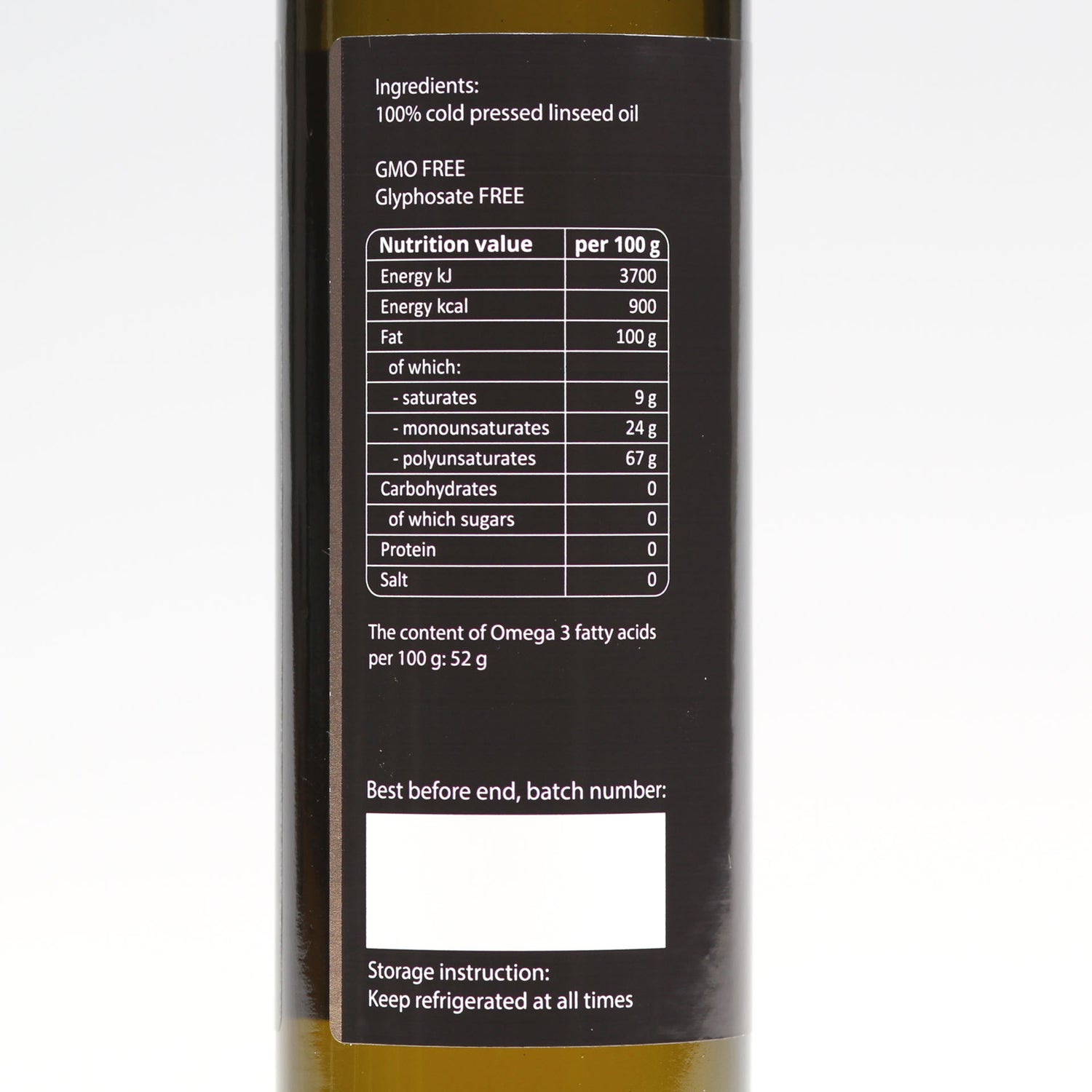 Linseed oil, cold-pressed, unrefined - Purillo