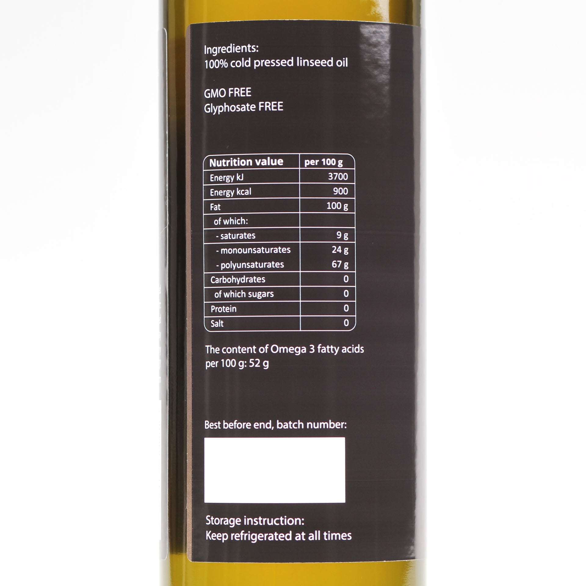 Linseed oil, cold-pressed, unrefined - Purillo