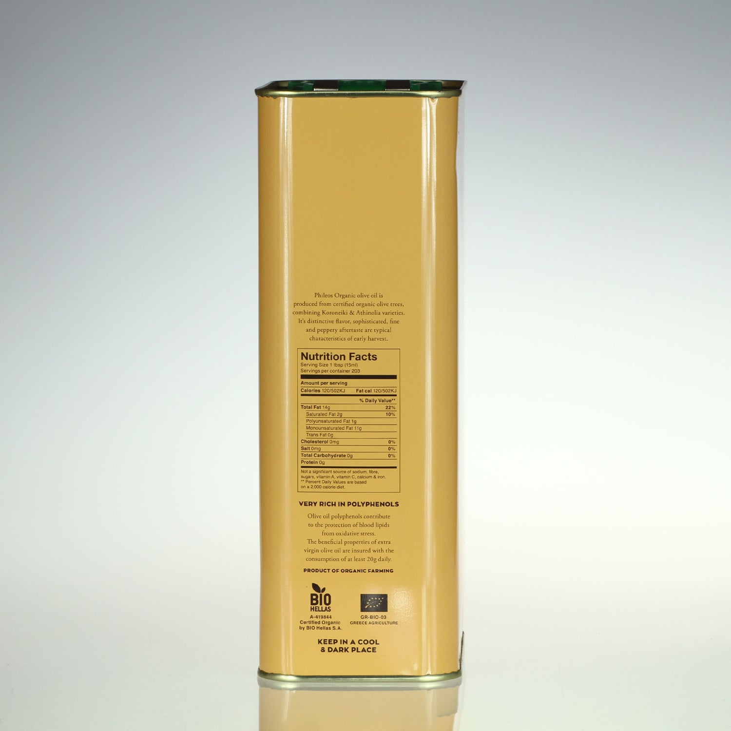 Olive Oil - Organic - Extra Virgin, Phileos of Sparta, Greece