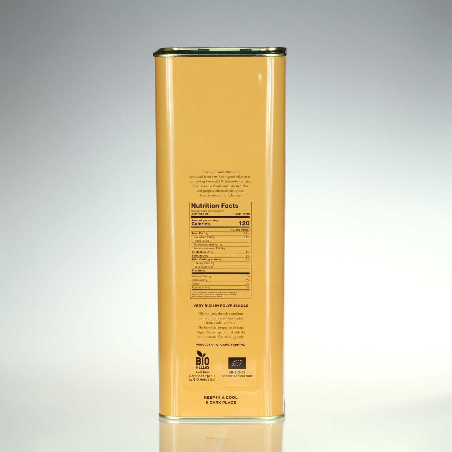 Olive Oil - Organic - Extra Virgin, Phileos of Sparta, Greece