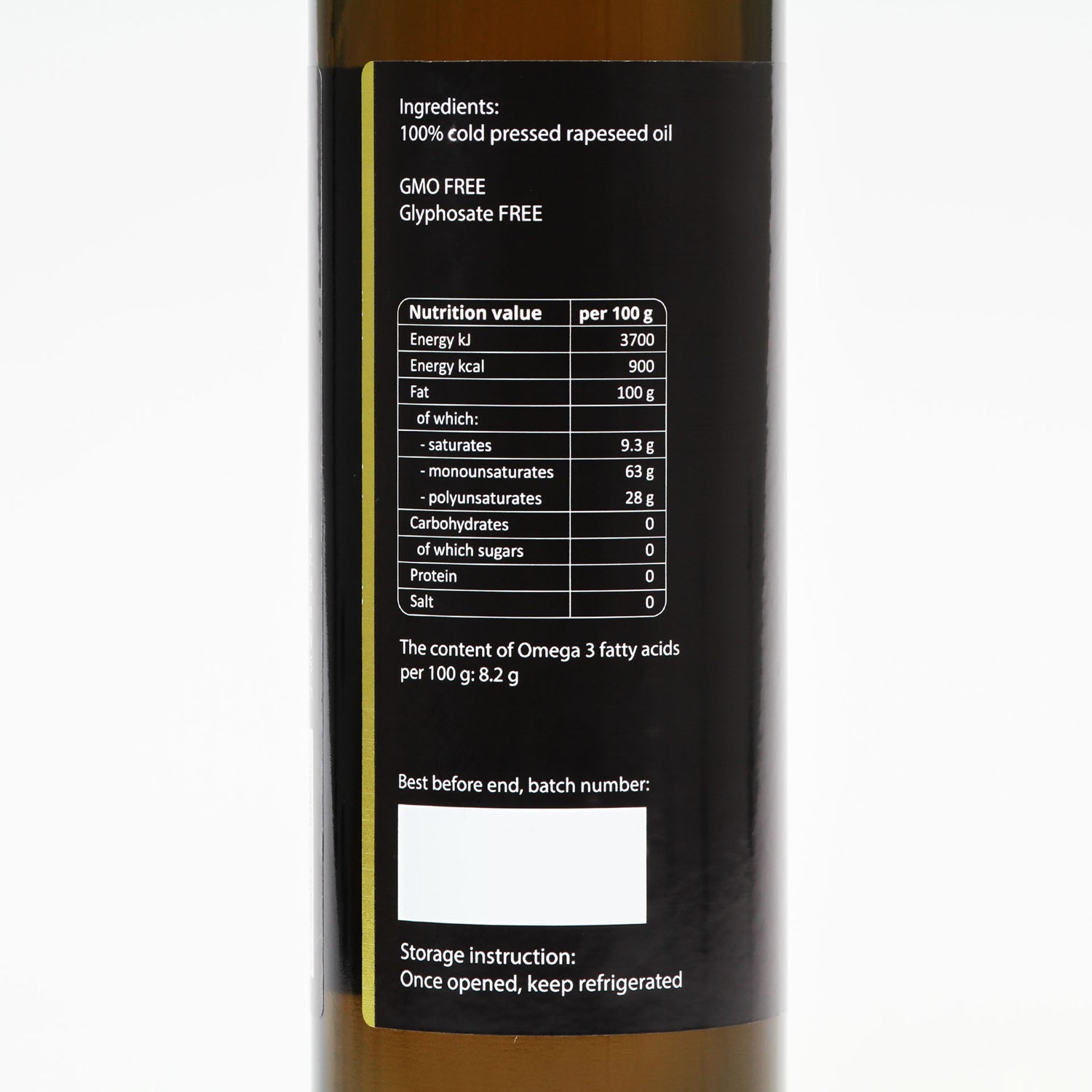 Rapeseed oil, cold-pressed, unrefined - Purillo