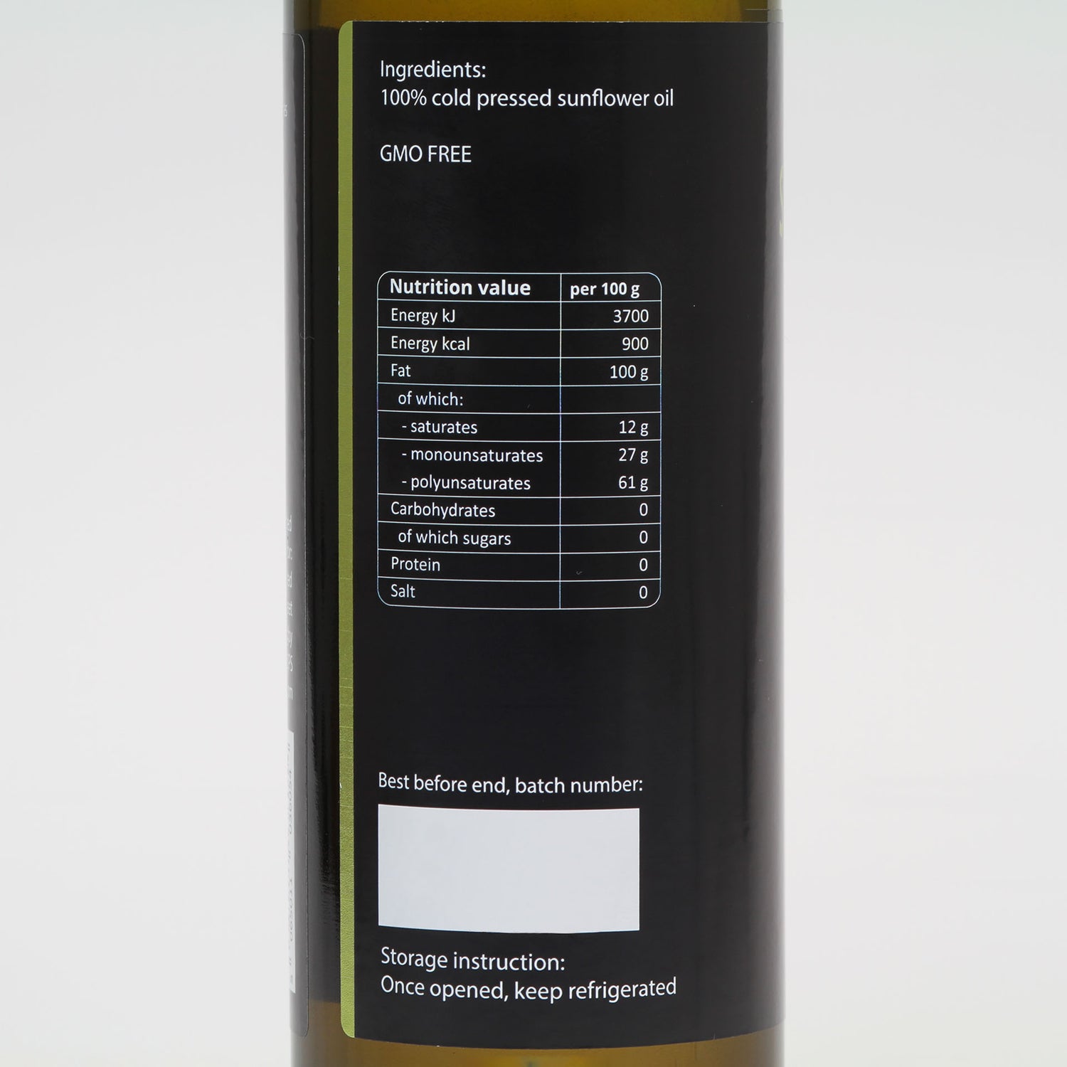 Sunflower oil, cold-pressed, unrefined - Purillo