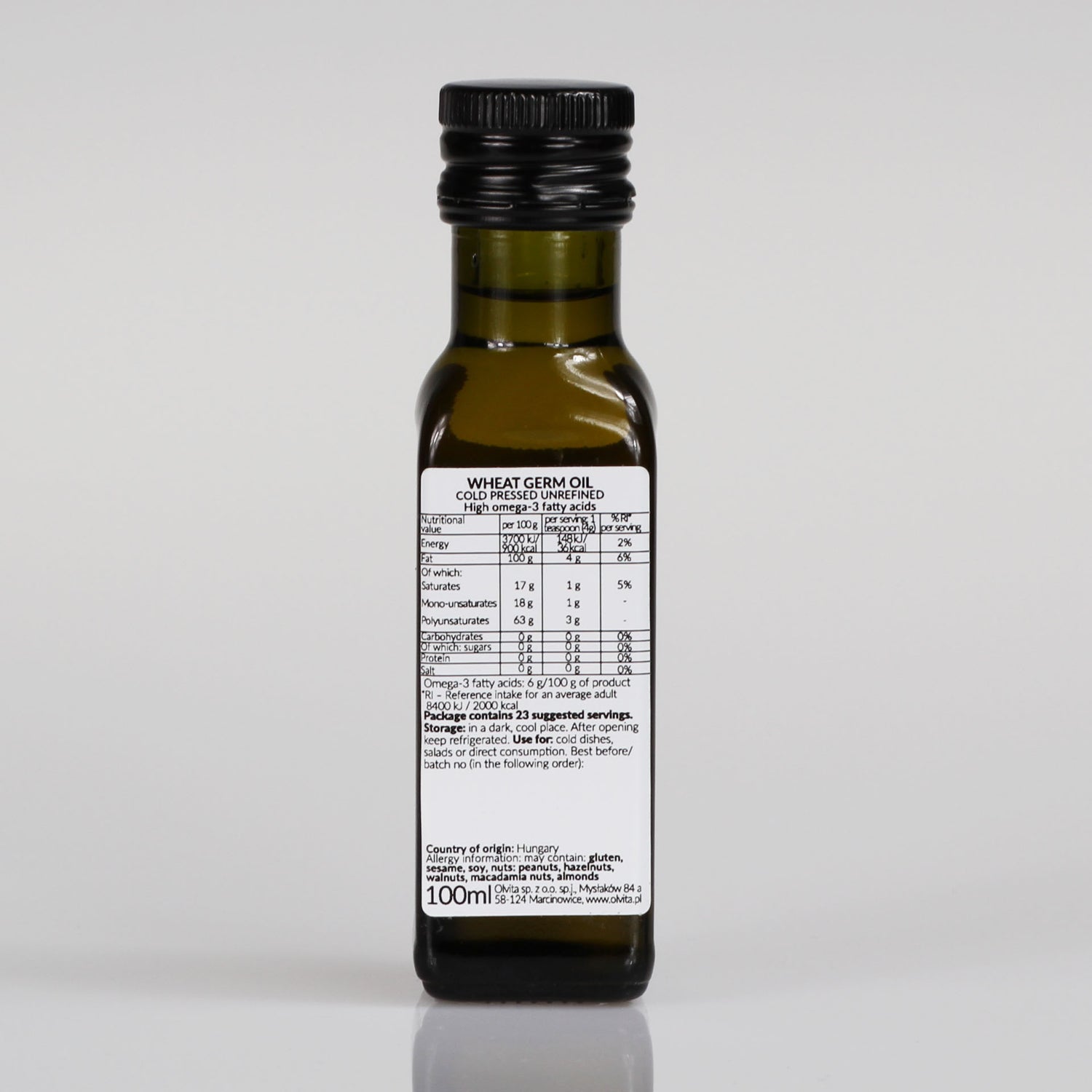 Wheat Germ Oil, cold-pressed and crude Ol’Vita