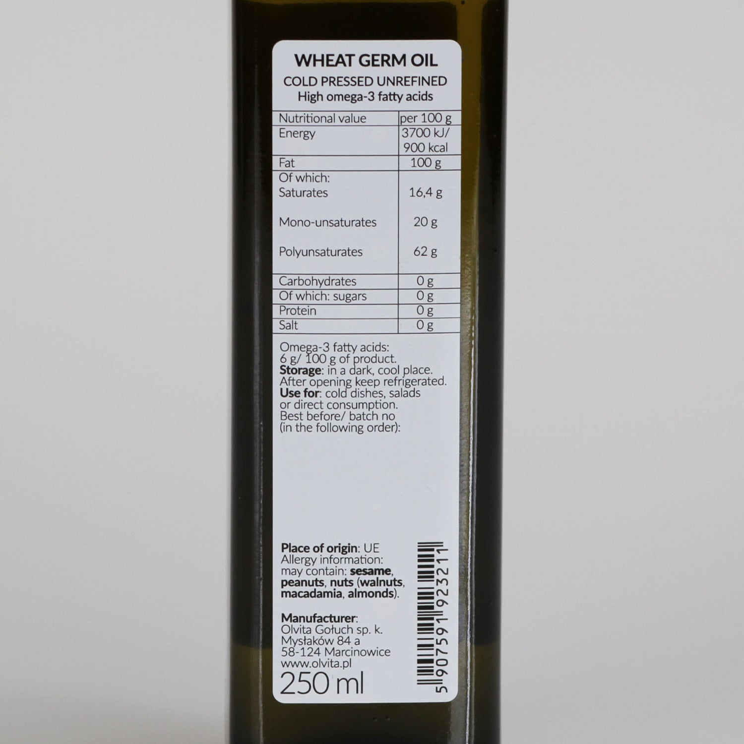 Wheat Germ Oil, cold-pressed and crude Ol’Vita