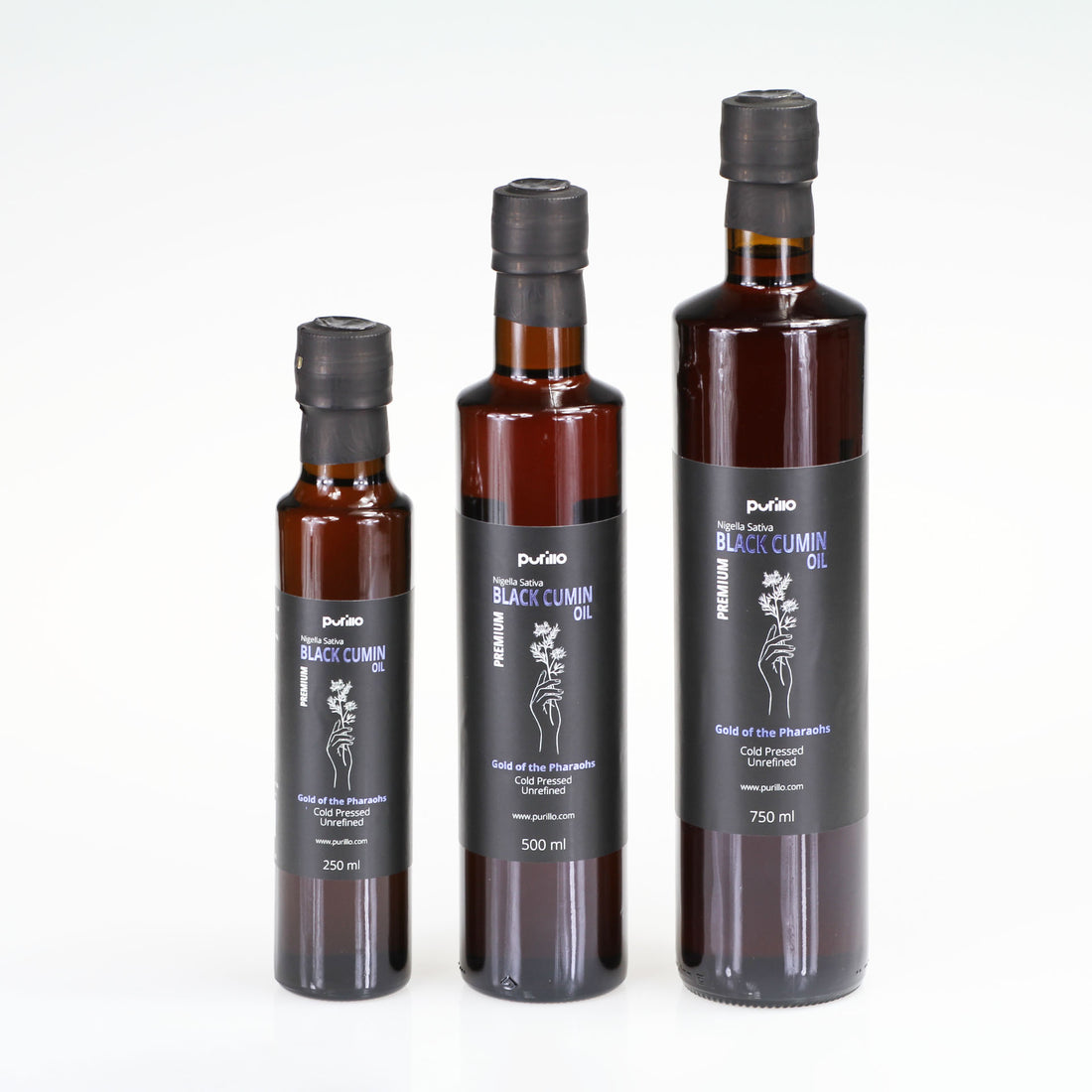 Black Cumin oil - Black Seed oil (Nigella Sativa) - cold pressed - unrefined - Premium - Purillo