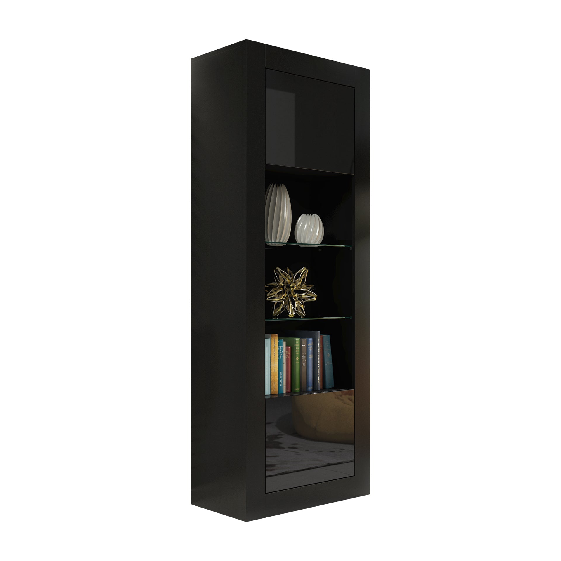 Display Cabinet – 170cm – High Gloss Doors – LED or Non-LED – Tall Modern Unit – LUNARO