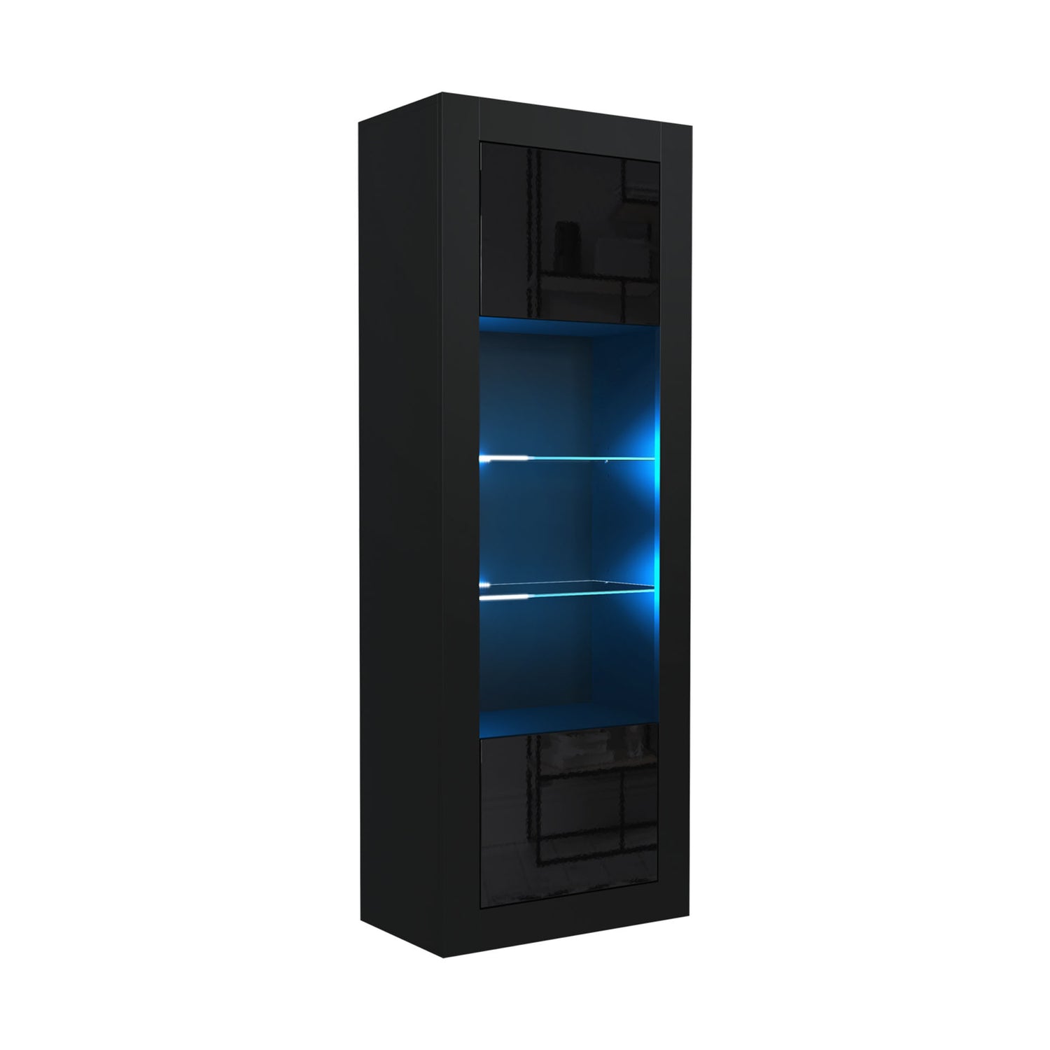 LUNARO Display Cabinet – 170cm – High Gloss Doors – LED or Non-LED – Tall Modern Unit