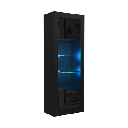 LUNARO Display Cabinet – 170cm – High Gloss Doors – LED or Non-LED – Tall Modern Unit