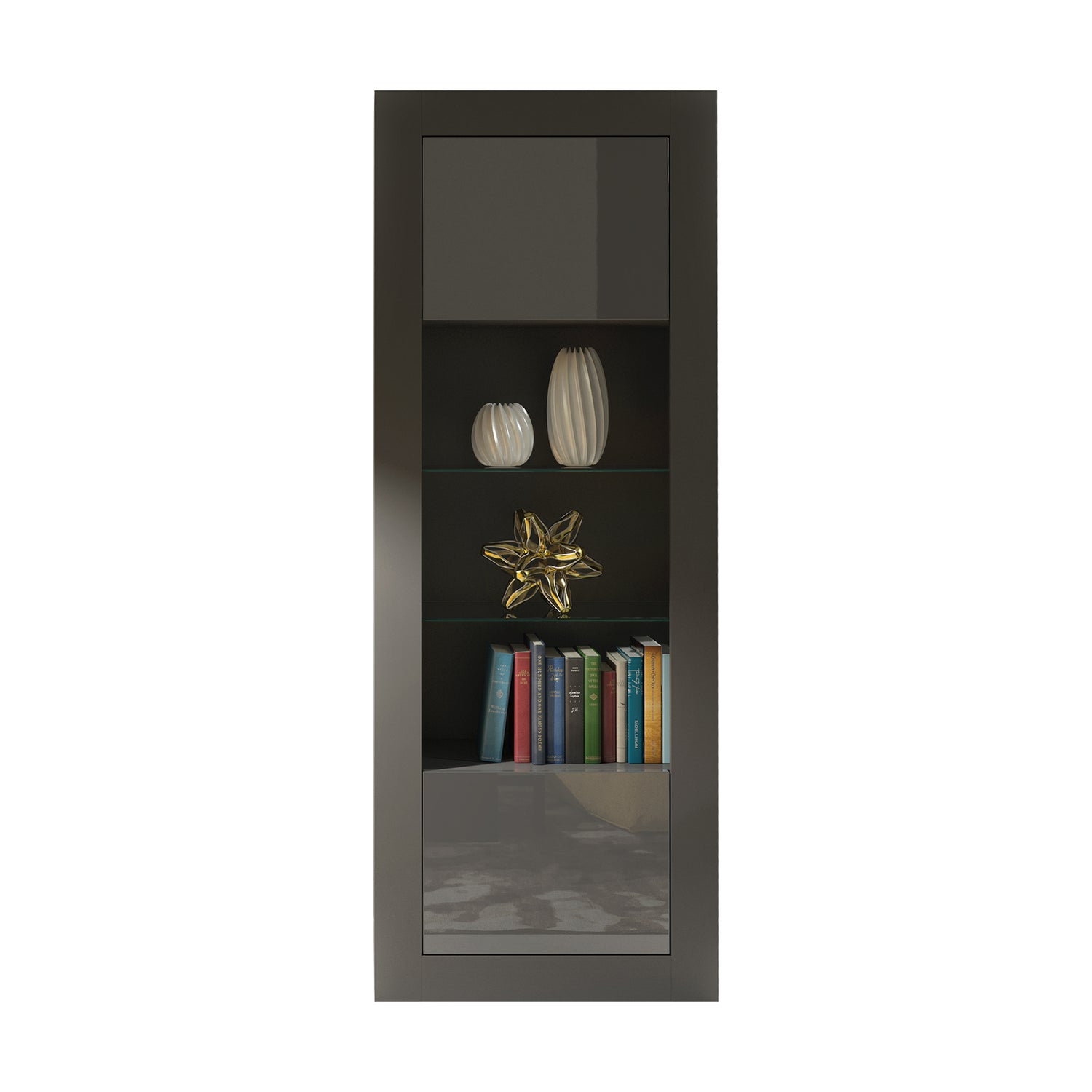 Display Cabinet – 170cm – High Gloss Doors – LED or Non-LED – Tall Modern Unit – LUNARO