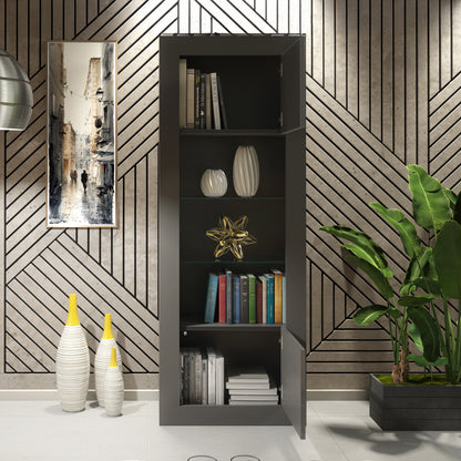 Display Cabinet – 170cm – High Gloss Doors – LED or Non-LED – Tall Modern Unit – LUNARO