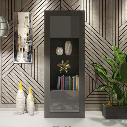 Display Cabinet – 170cm – High Gloss Doors – LED or Non-LED – Tall Modern Unit – LUNARO