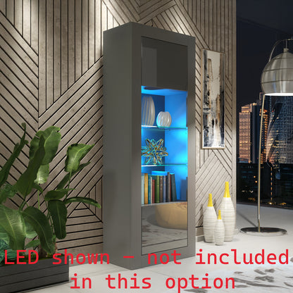 LUNARO Display Cabinet – 170cm – High Gloss Doors – LED or Non-LED – Tall Modern Unit