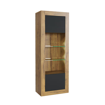 LUNARO Display Cabinet – 170cm – High Gloss Doors – LED or Non-LED – Tall Modern Unit