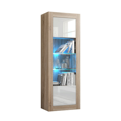 LUNARO Display Cabinet – 170cm – High Gloss Doors – LED or Non-LED – Tall Modern Unit