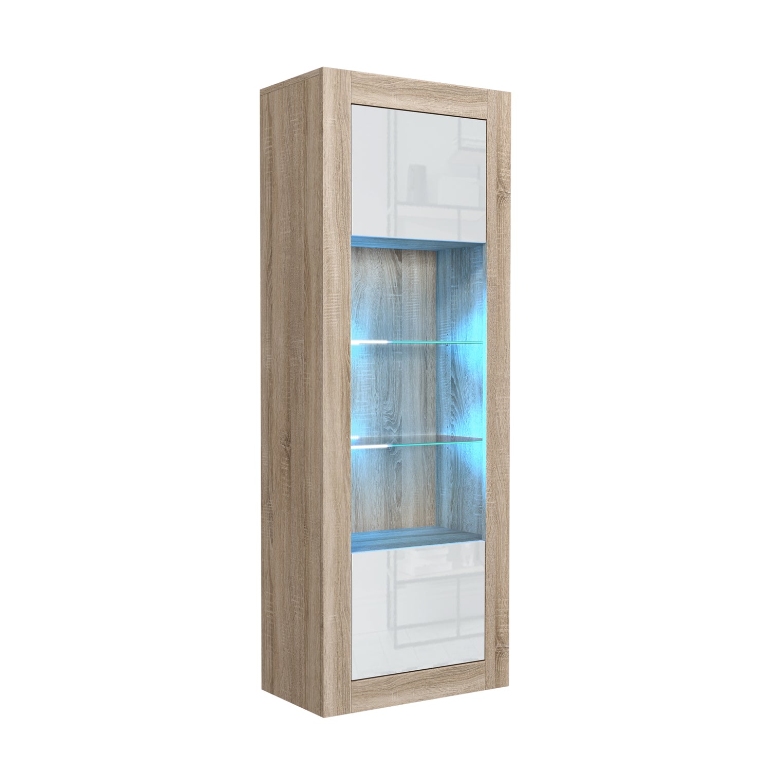 LUNARO Display Cabinet – 170cm – High Gloss Doors – LED or Non-LED – Tall Modern Unit