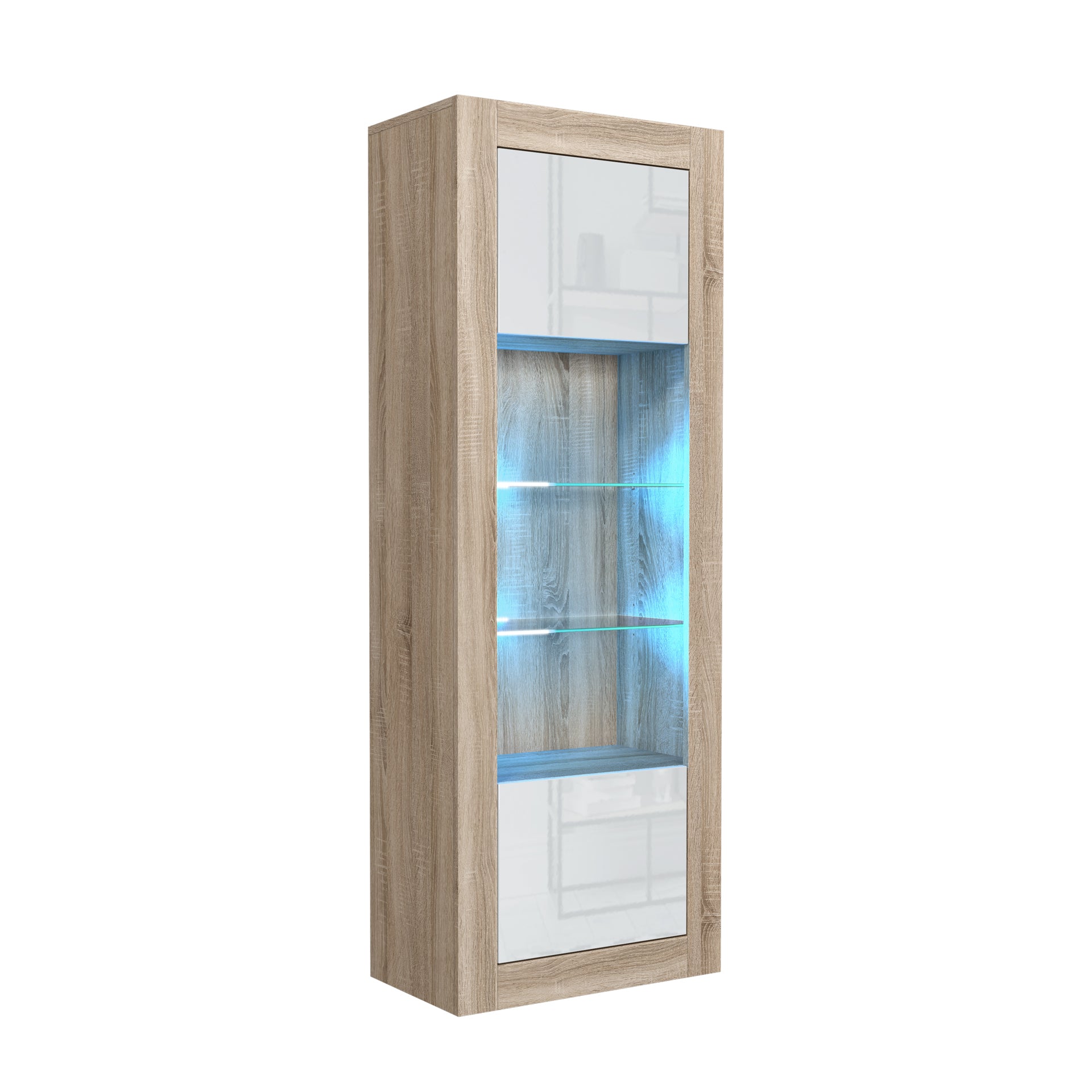 LUNARO Display Cabinet – 170cm – High Gloss Doors – LED or Non-LED – Tall Modern Unit