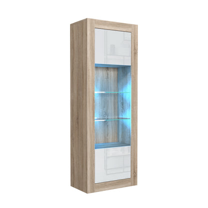 LUNARO Display Cabinet – 170cm – High Gloss Doors – LED or Non-LED – Tall Modern Unit