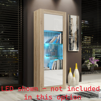 LUNARO Display Cabinet – 170cm – High Gloss Doors – LED or Non-LED – Tall Modern Unit