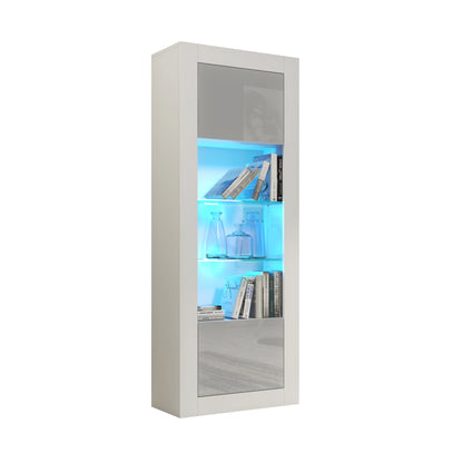 LUNARO Display Cabinet – 170cm – High Gloss Doors – LED or Non-LED – Tall Modern Unit