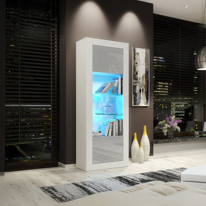 LUNARO Display Cabinet – 170cm – High Gloss Doors – LED or Non-LED – Tall Modern Unit