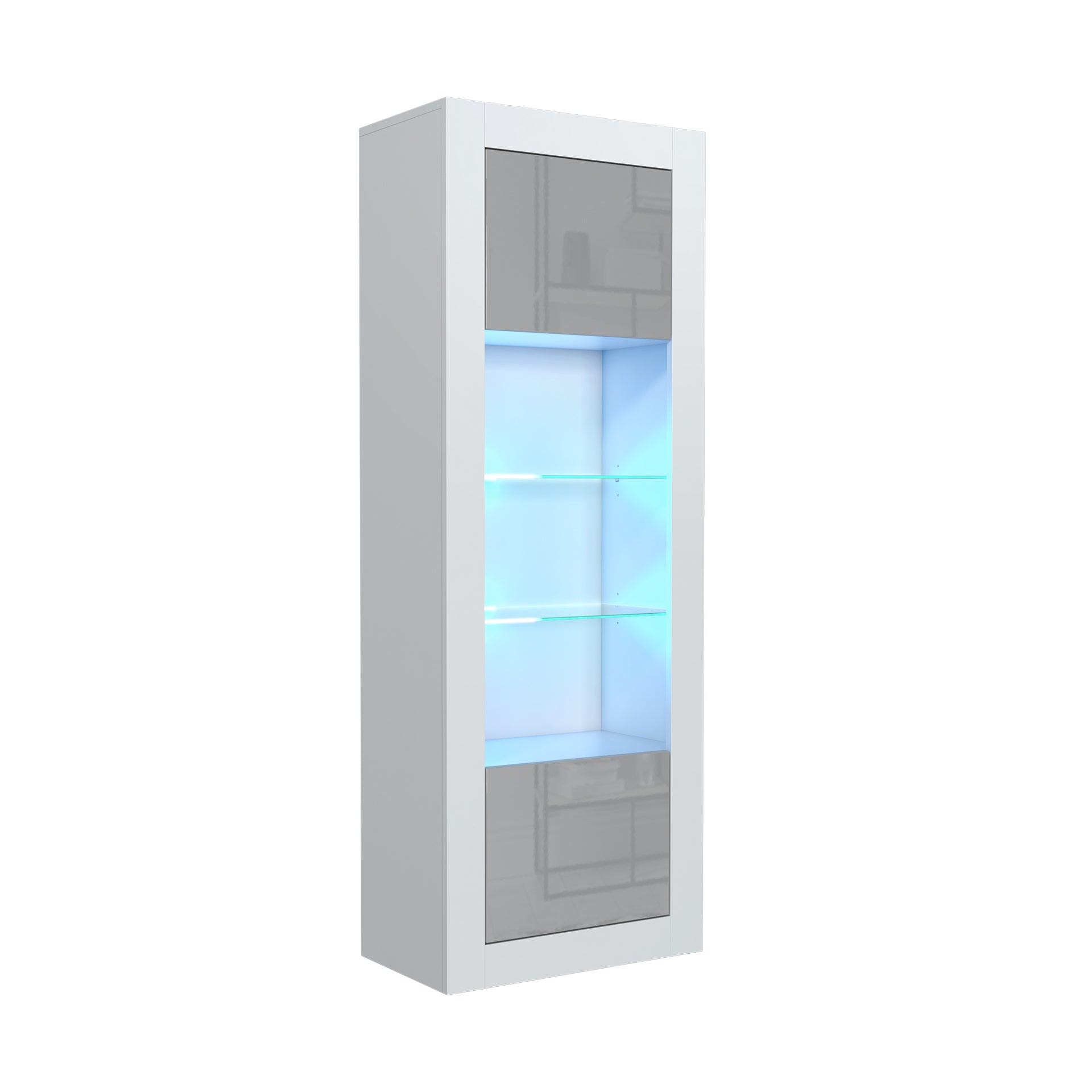 LUNARO Display Cabinet – 170cm – High Gloss Doors – LED or Non-LED – Tall Modern Unit
