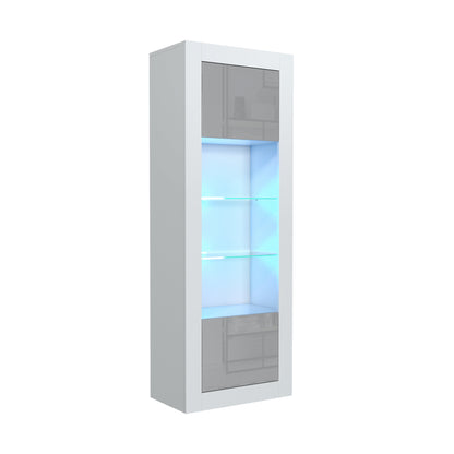 LUNARO Display Cabinet – 170cm – High Gloss Doors – LED or Non-LED – Tall Modern Unit