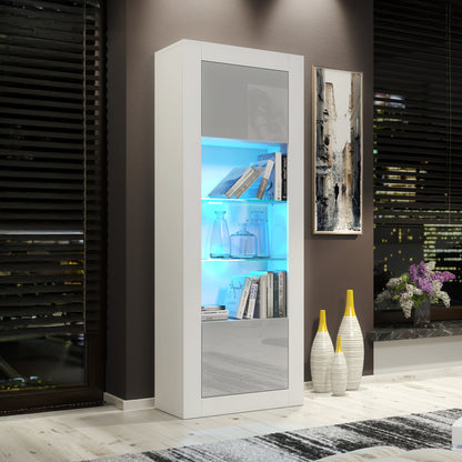 LUNARO Display Cabinet – 170cm – High Gloss Doors – LED or Non-LED – Tall Modern Unit