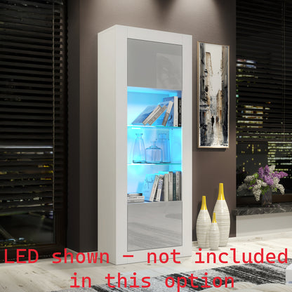 LUNARO Display Cabinet – 170cm – High Gloss Doors – LED or Non-LED – Tall Modern Unit