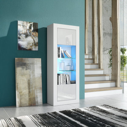 LUNARO Display Cabinet – 170cm – High Gloss Doors – LED or Non-LED – Tall Modern Unit