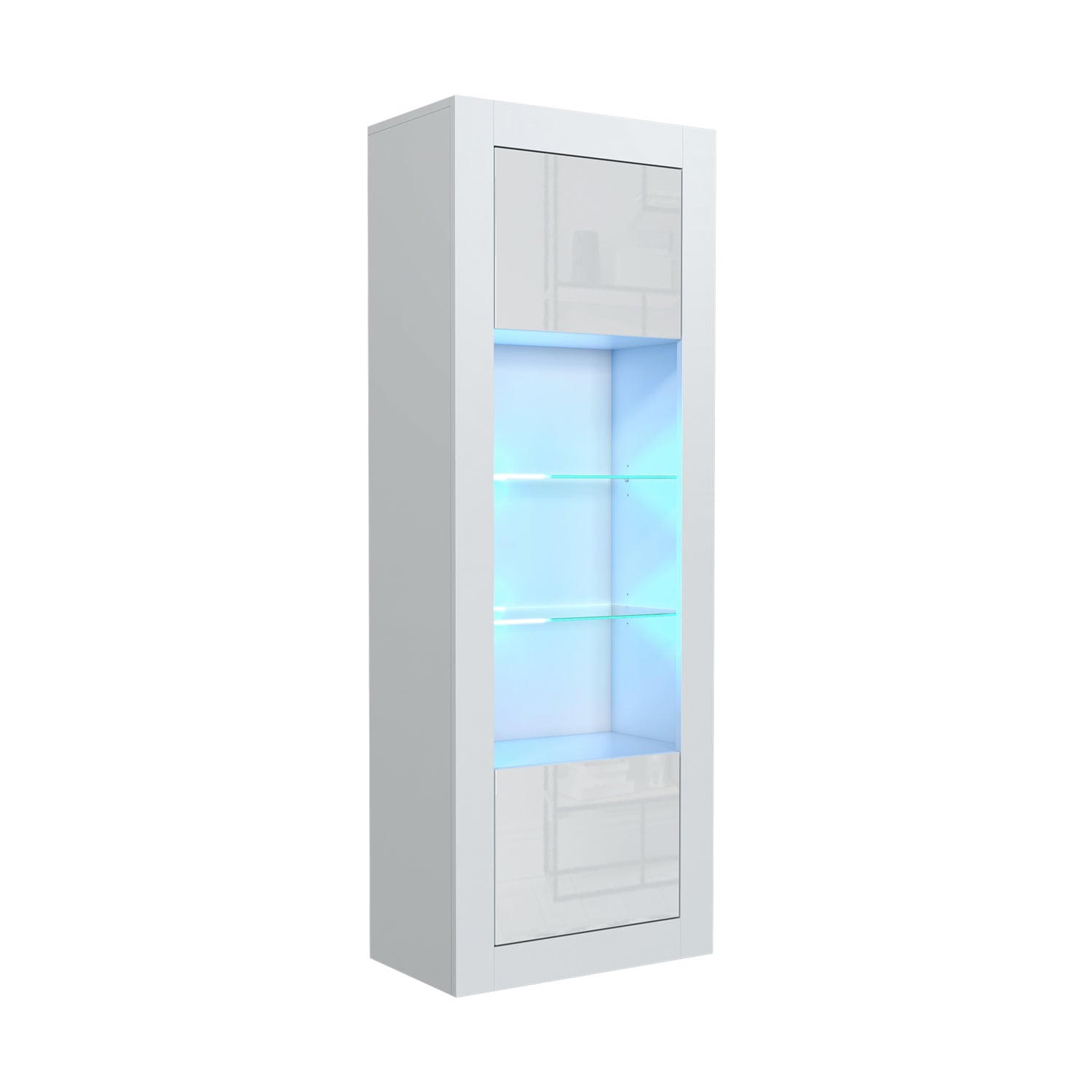 LUNARO Display Cabinet – 170cm – High Gloss Doors – LED or Non-LED – Tall Modern Unit