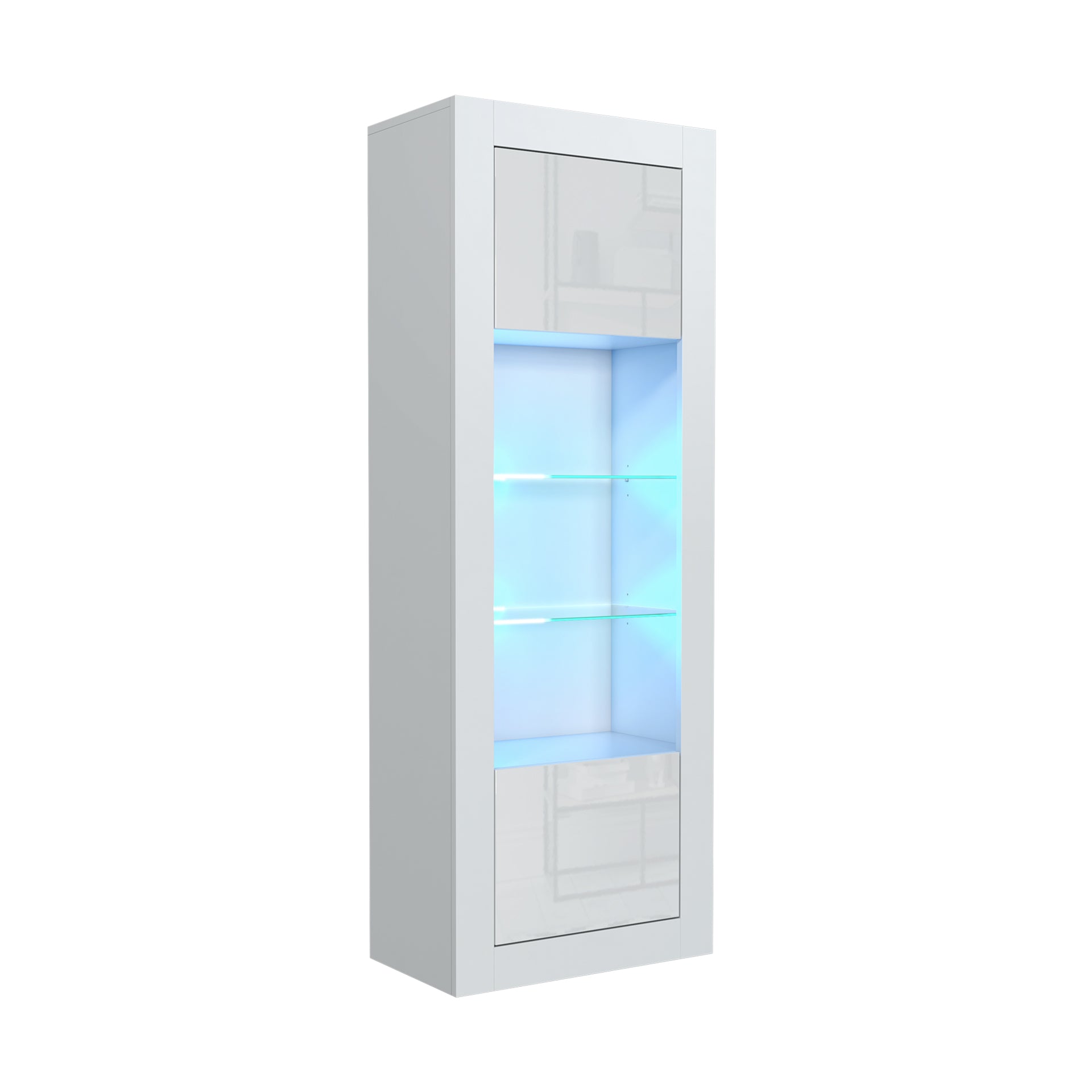 LUNARO Display Cabinet – 170cm – High Gloss Doors – LED or Non-LED – Tall Modern Unit