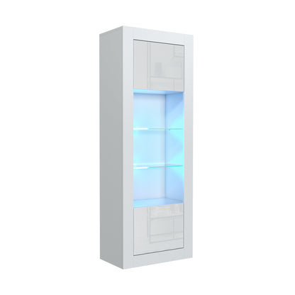 LUNARO Display Cabinet – 170cm – High Gloss Doors – LED or Non-LED – Tall Modern Unit