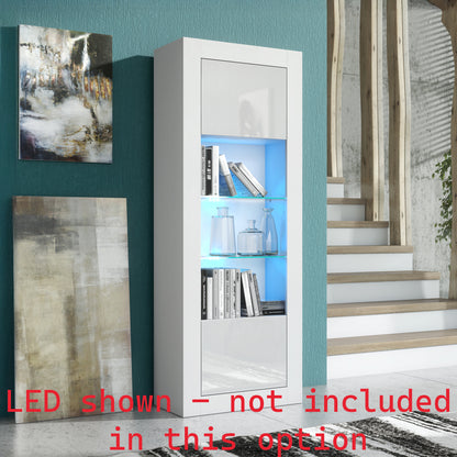 LUNARO Display Cabinet – 170cm – High Gloss Doors – LED or Non-LED – Tall Modern Unit