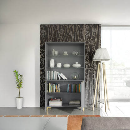 Display Cabinet – 100cm – Grooved Doors – Glass Shelves – Gold Legs – LIVARO Collection