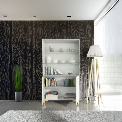 Display Cabinet – 100cm – Grooved Doors – Glass Shelves – Gold Legs – LIVARO Collection